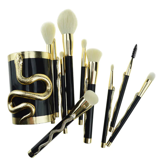 3D Snake-Shaped Makeup Brush Set with Synthetic Hair - GLOWLAB