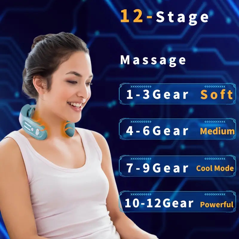 Intelligent Heated Neck Massager - Gray Blue - GLOWLAB