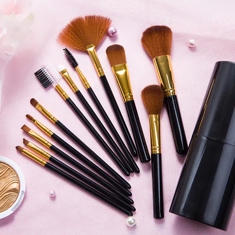12-Piece Makeup Brush Set and Beauty Tools - GLOWLAB