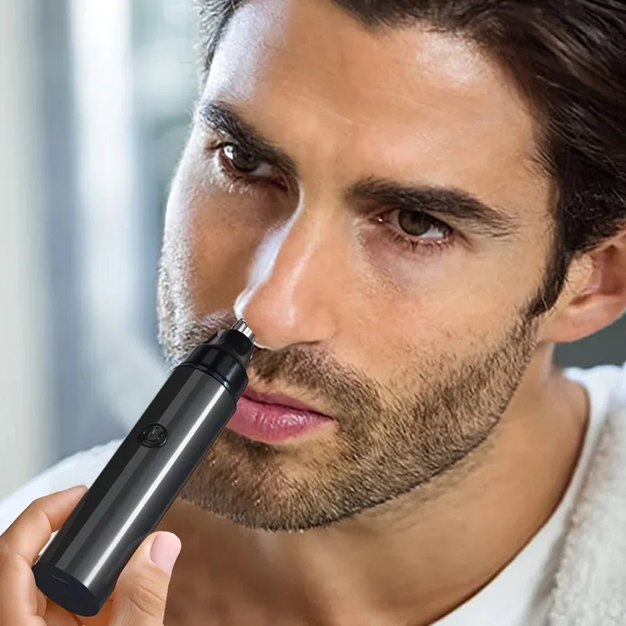 Rechargeable Ear And Nose Hair Trimmer for Men USB Electric Grooming Tool Black - GLOWLAB