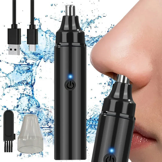 Rechargeable Ear And Nose Hair Trimmer for Men USB Electric Grooming Tool Black - GLOWLAB