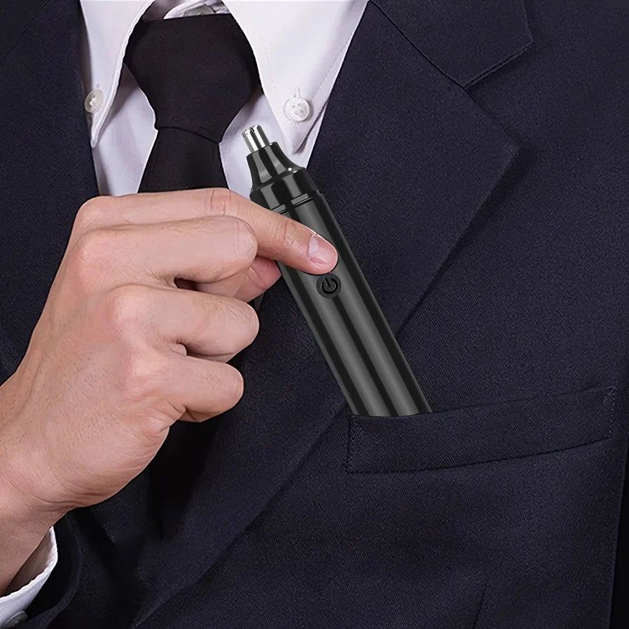 Rechargeable Ear And Nose Hair Trimmer for Men USB Electric Grooming Tool Black - GLOWLAB