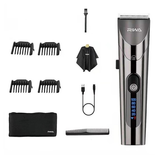 Electric Hair Clipper Variable Speed Barber Trimmer Grey - GLOWLAB