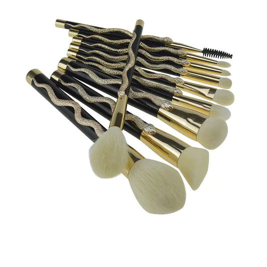 3D Snake-Shaped Makeup Brush Set with Synthetic Hair - GLOWLAB