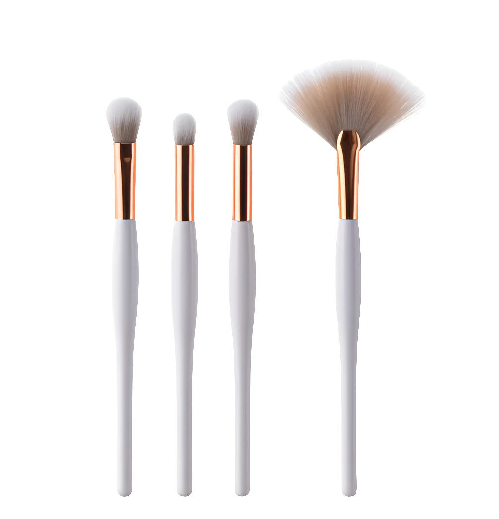 8-Piece Makeup Brush Set with Black Handle and Silver Tubes - GLOWLAB