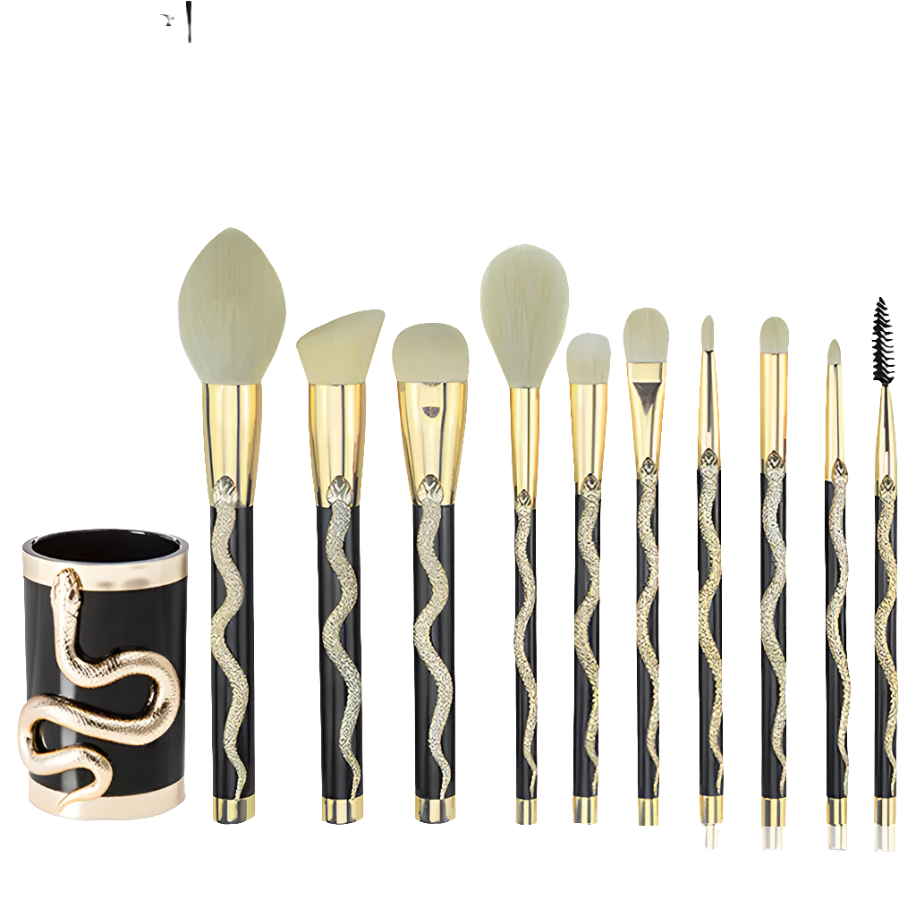 3D Snake-Shaped Makeup Brush Set with Synthetic Hair - GLOWLAB